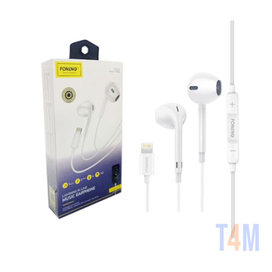 AUSCULTADORES COM FIO FONENG T62 PARA IPAD/IPHONE 1.2M BRANCO